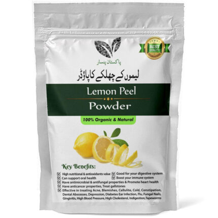 Pakistan Pansar pure Lemon Peel Powder in a pack, rich in Vitamin C for skin lightening, brightening, and a clear complexion.