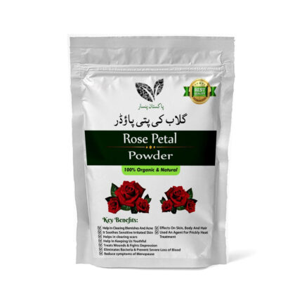Pakistan Pansar's™ pure Rose Petals Powder in a pack, for natural skin glow, face masks, and soothing skincare.